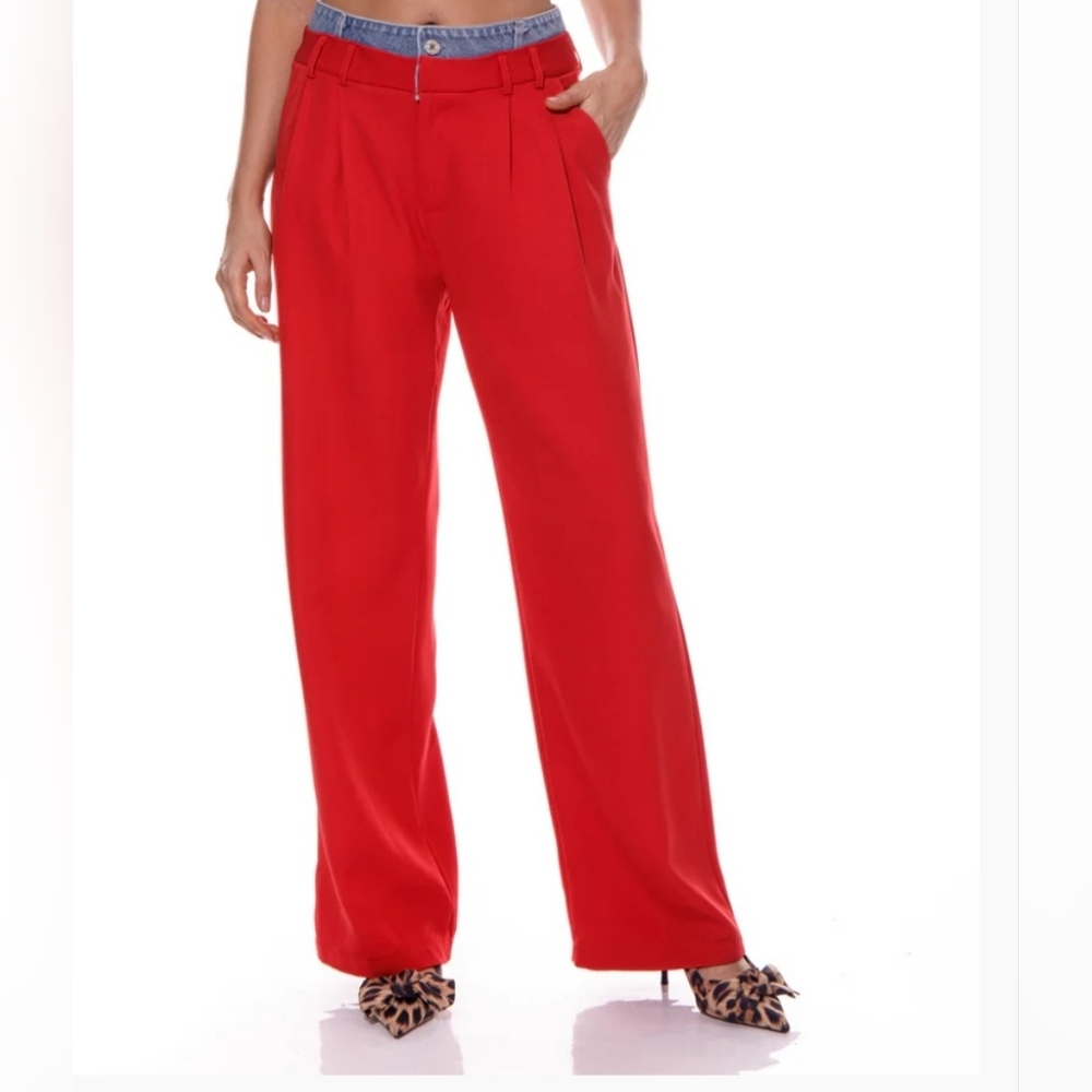 Red Galita pants with jeans waistband